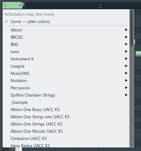 The articulation map menu
