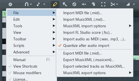The File submenu