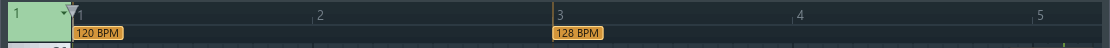 The ruler with the tempo flag lane shown